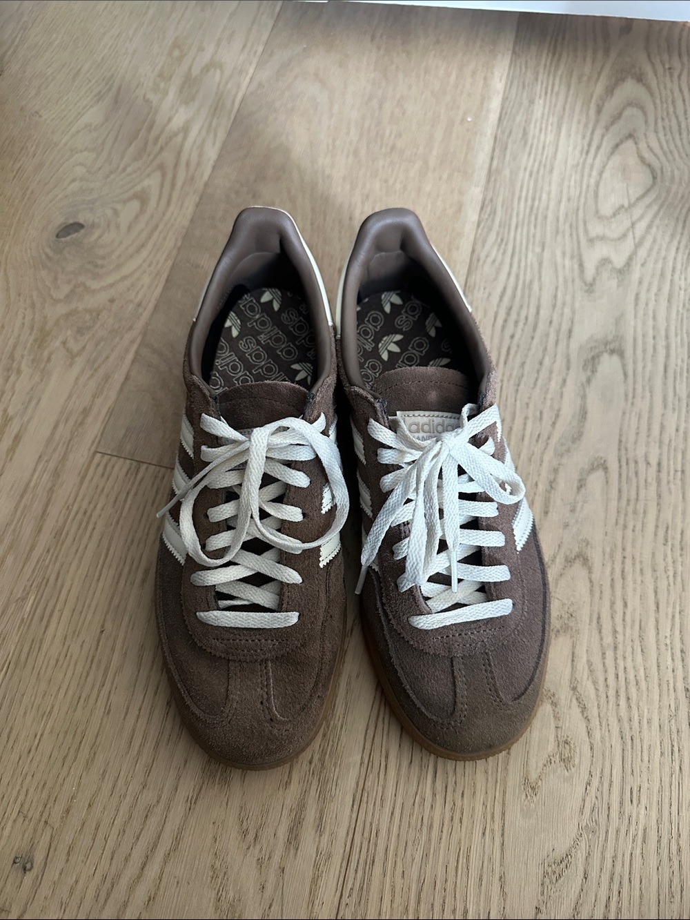 adidas Women’s Brown Suede Sneakers with White Laces